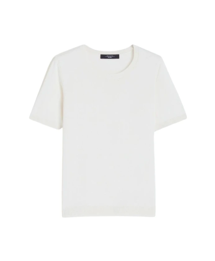 

Футболка из смесовой шелковой ткани с круглым вырезом. Weekend Max Mara, белый