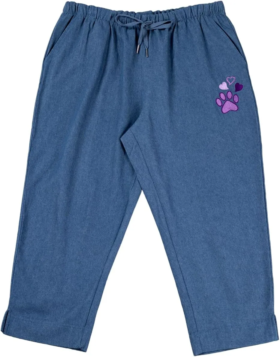 

Джинсовые капри с вышивкой в виде лапок GreaterGood