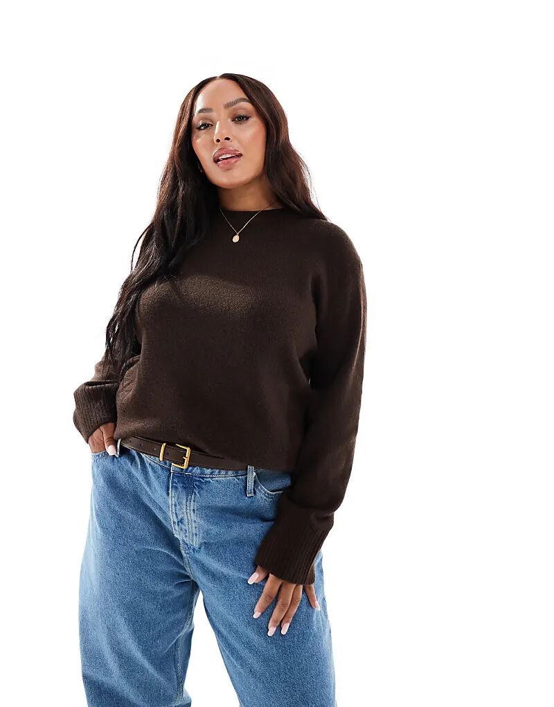

Джемпер с круглым вырезом New Look Curve коричневого цвета
