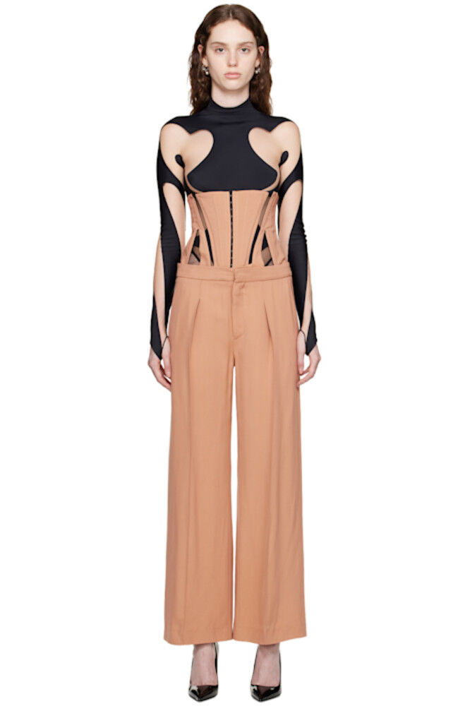 

Комплект из брюк и корсета бежевого цвета Mugler