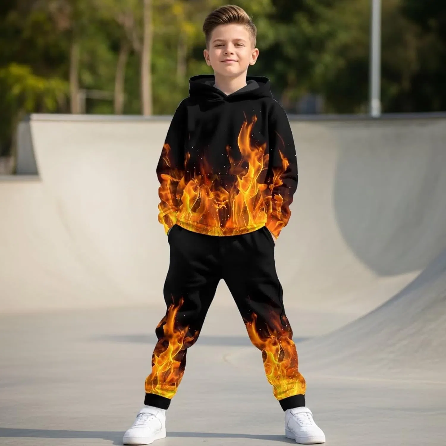 Детский спортивный костюм из 2 предметов doginthehole, 3d Flame — фото 4