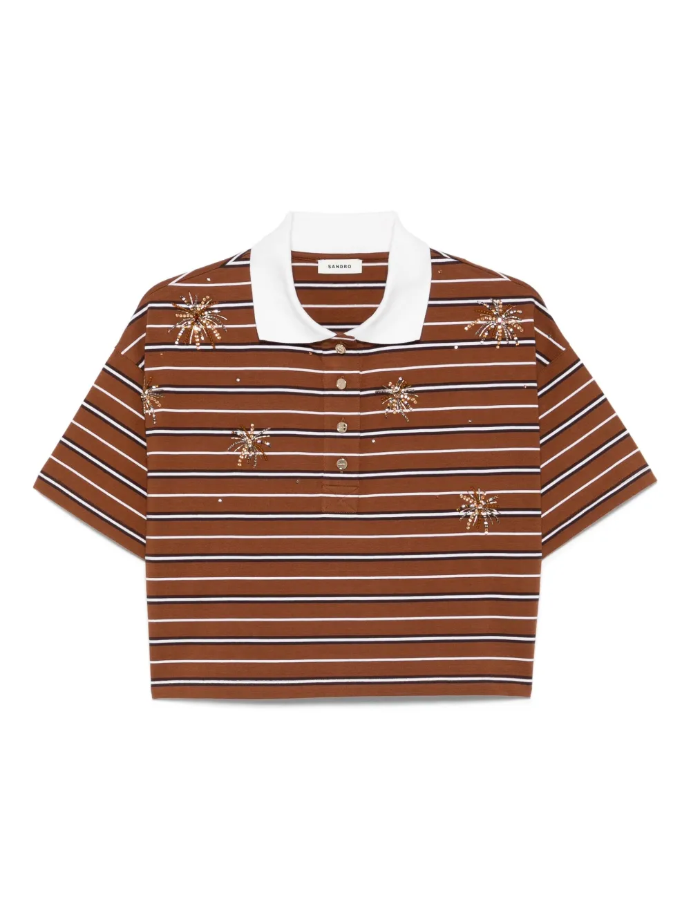 

Укороченная рубашка поло в полоску SANDRO, коричневый