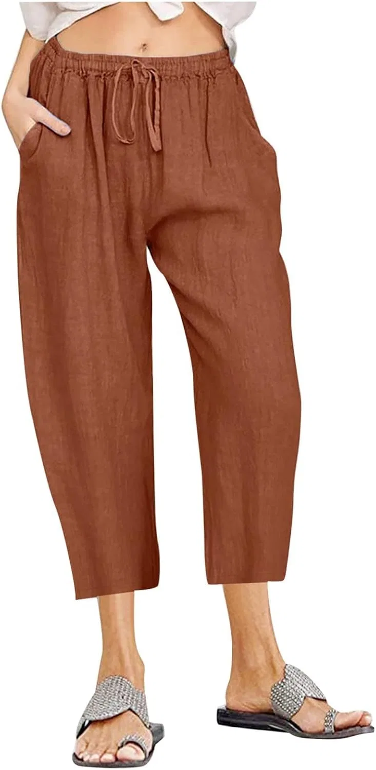 Брюки Casual из льна, кофе