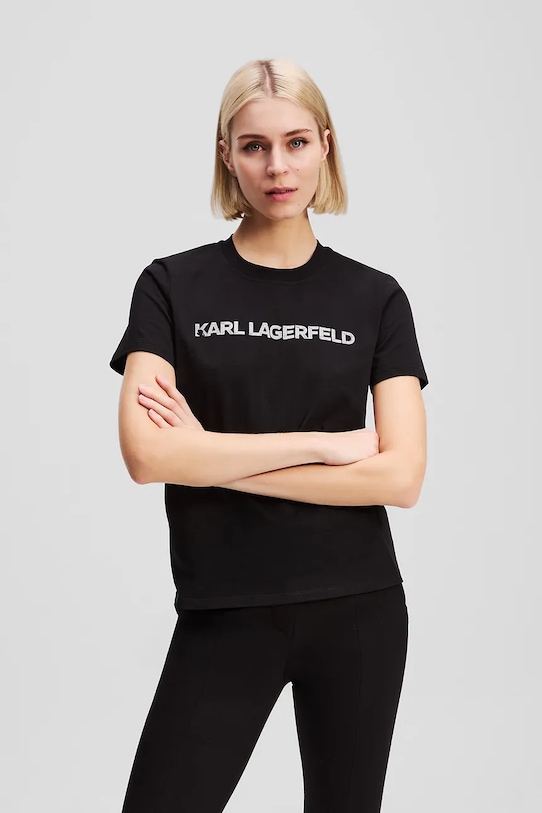 

Хлопковая футболка Karl Lagerfeld, черный