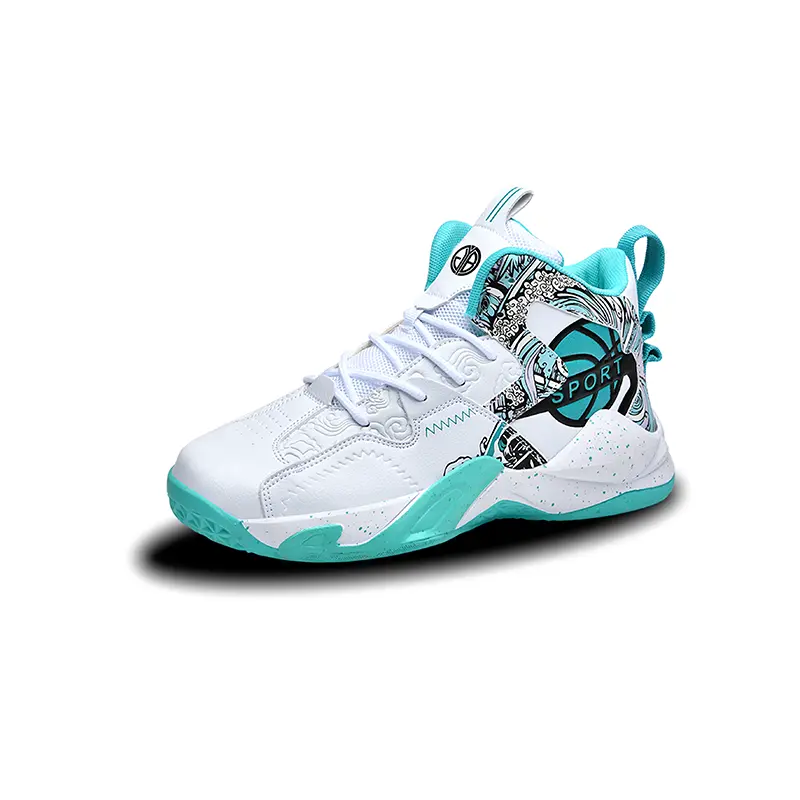 

Баскетбольные кроссовки для детей и подростков с амортизацией, износостойкими, водонепроницаемыми подошвами и средним верхом Yi Jiabao, белый