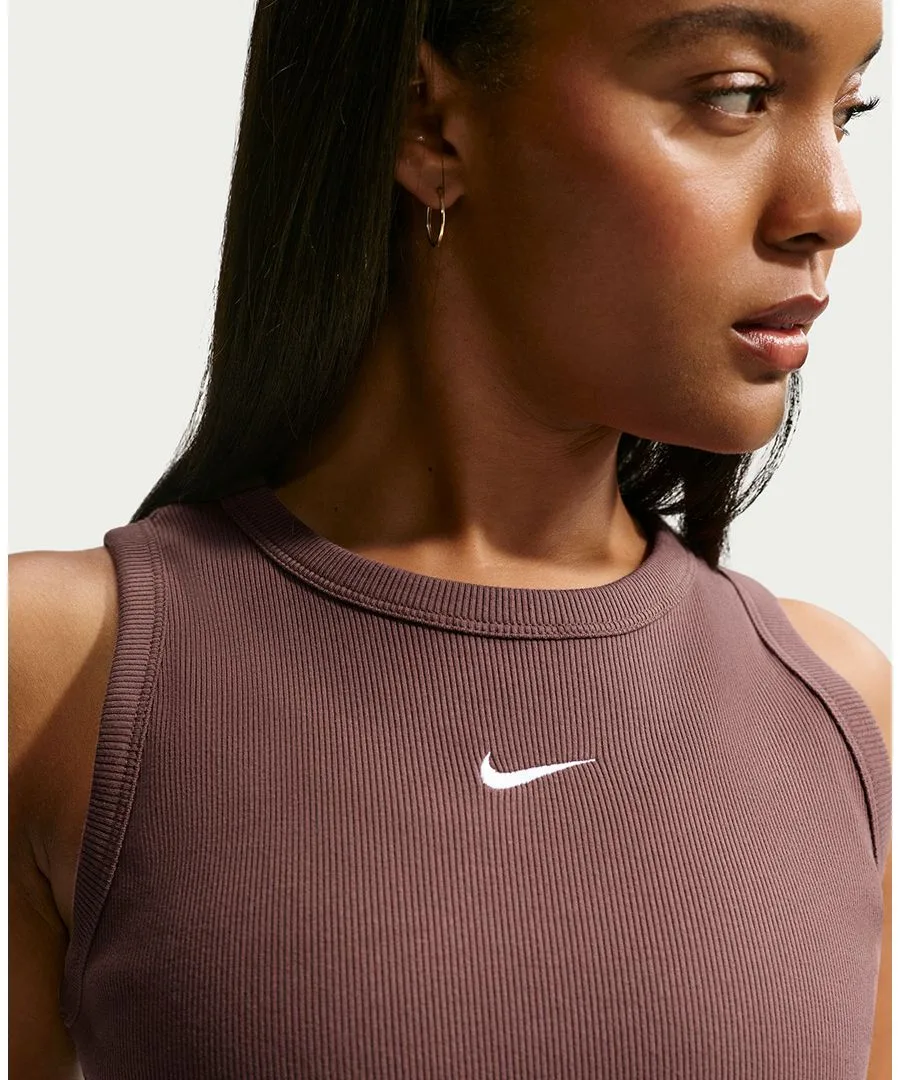 Женская облегающая ребристая майка Nike, tattoo/белый — фото 2