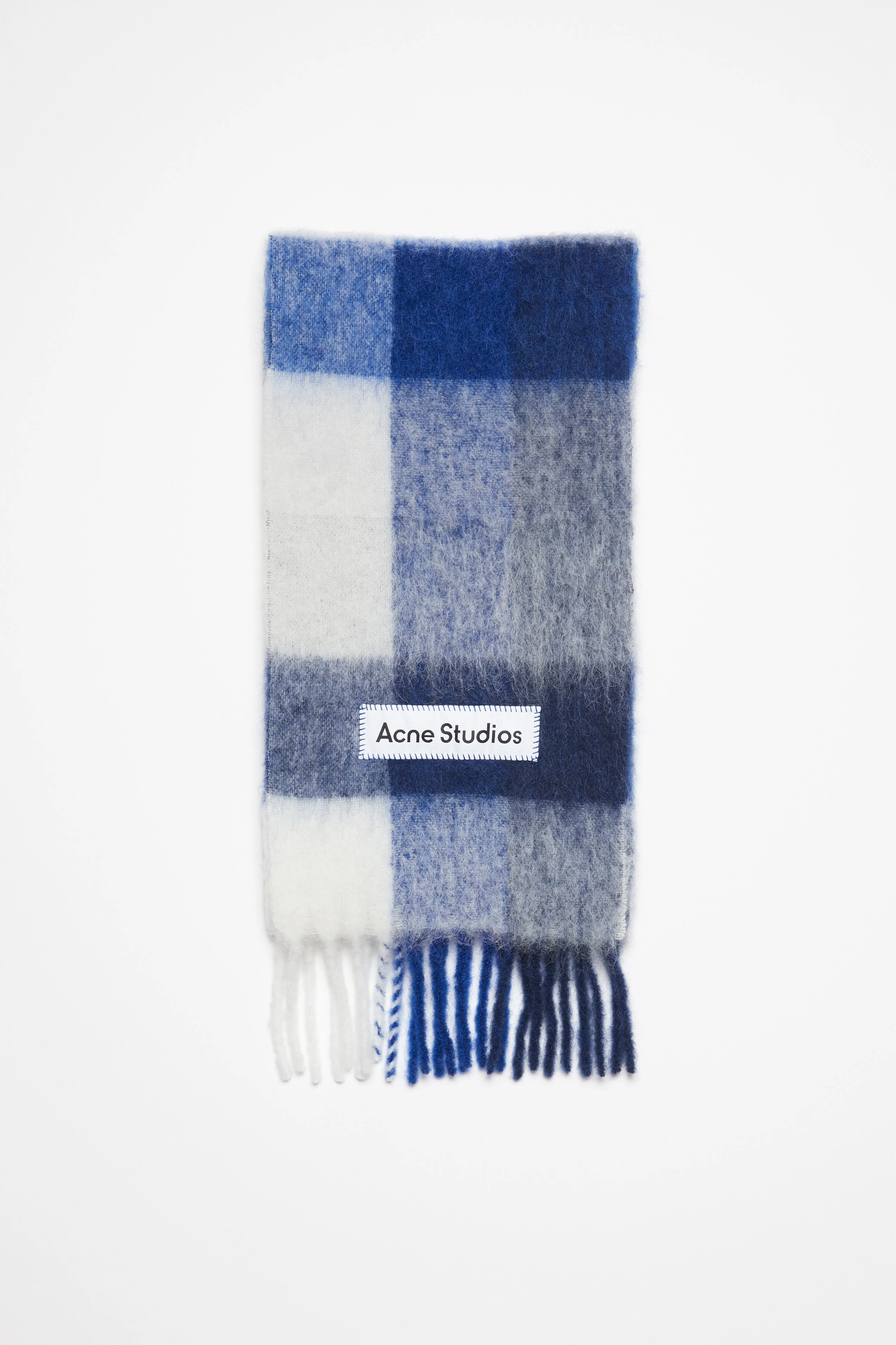 

Шарф в клетку из мохера Acne Studios, White/grey/royal blue