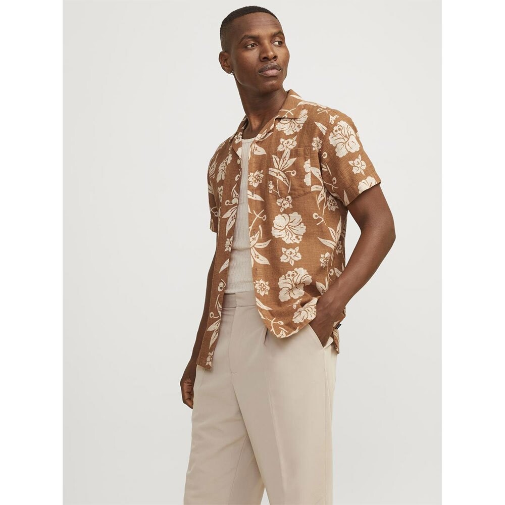 

Рубашка с коротким рукавом Jack & Jones Flores, бежевый