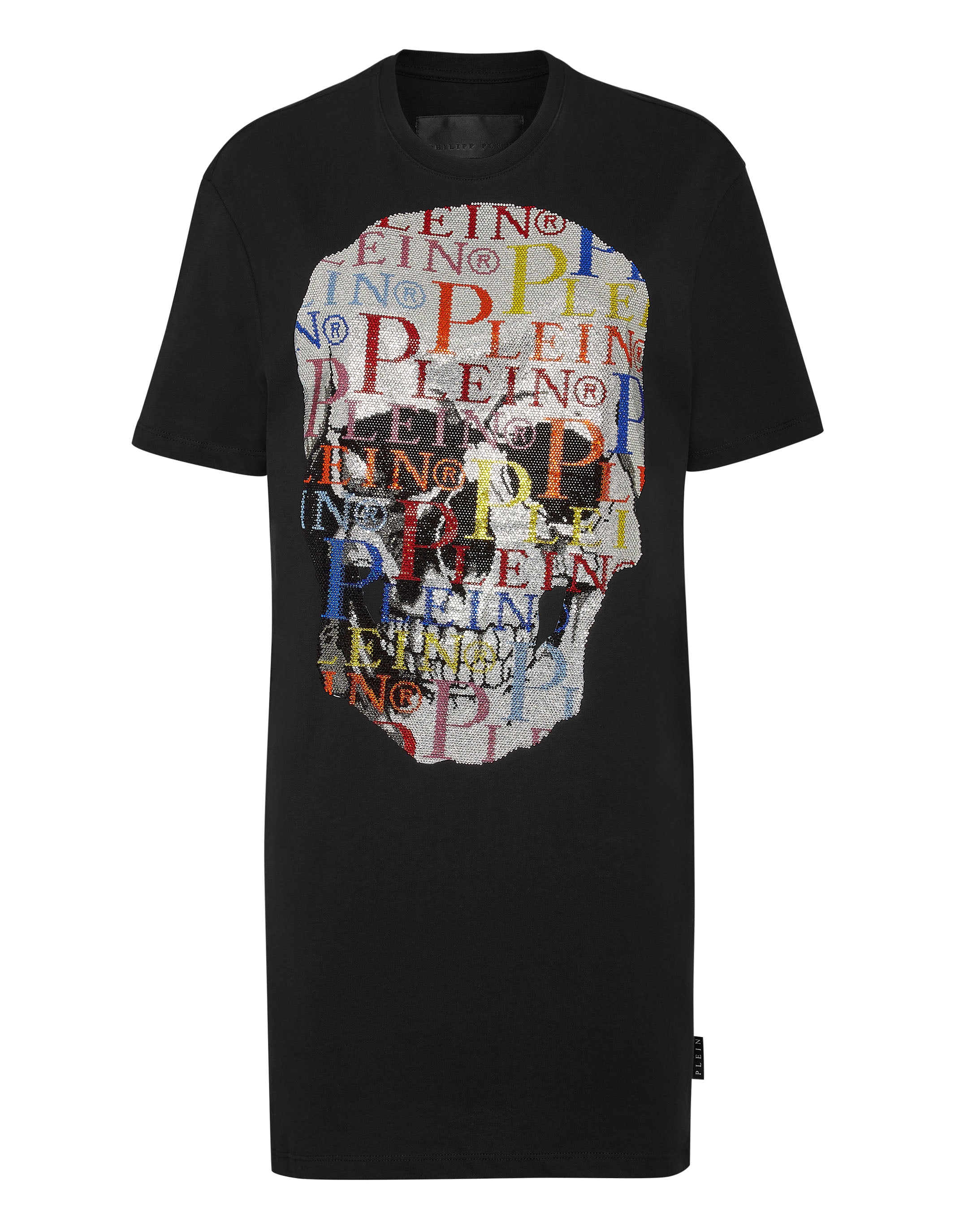 

Футболка-платье Разноцветный череп PHILIPP PLEIN, черный
