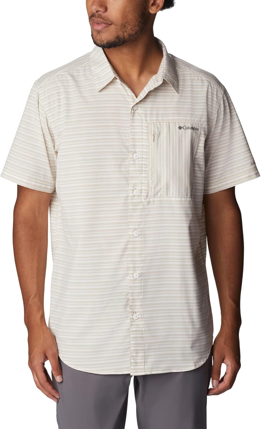 

Мужская рубашка Columbia Twisted Creek II с коротким рукавом, Ancient Fossil Basic Stripe