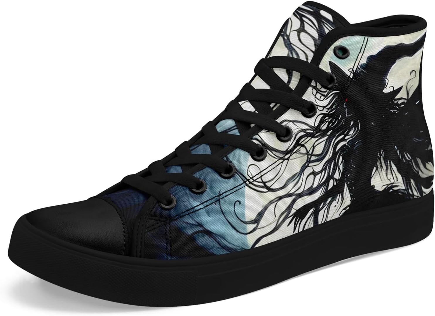 

Высокие кеды с черепом и розами на холсте для мужчин и женщин - легкая, стильная повседневная обувь для концертов и улицы Awsole, черный