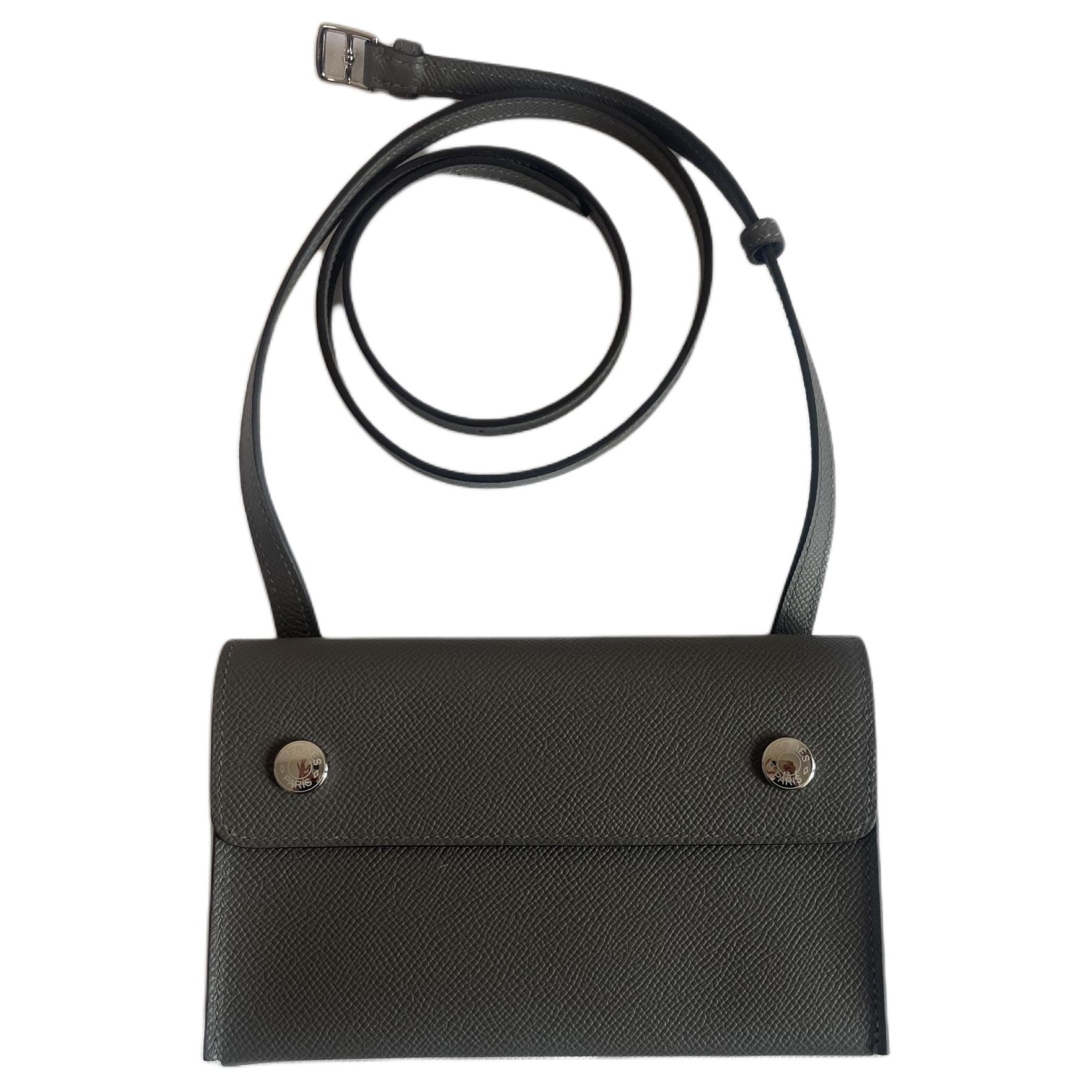 

Кожаная наплечная сумка Epsom, мужская сумка-кроссбоди 0L Grismeyer Rain Cloud Gray HERMES, серый