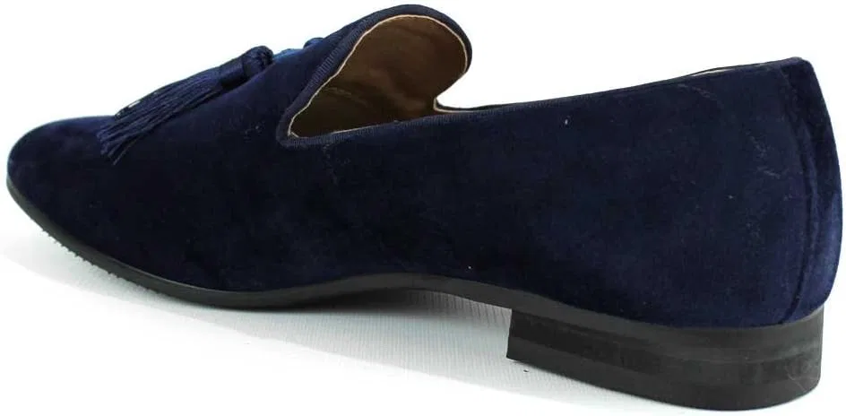 Лоферы мужские AZAR MAN Velvet Slip On Loafer Dress Shoes Tudors, синий с кисточкой — фото 4
