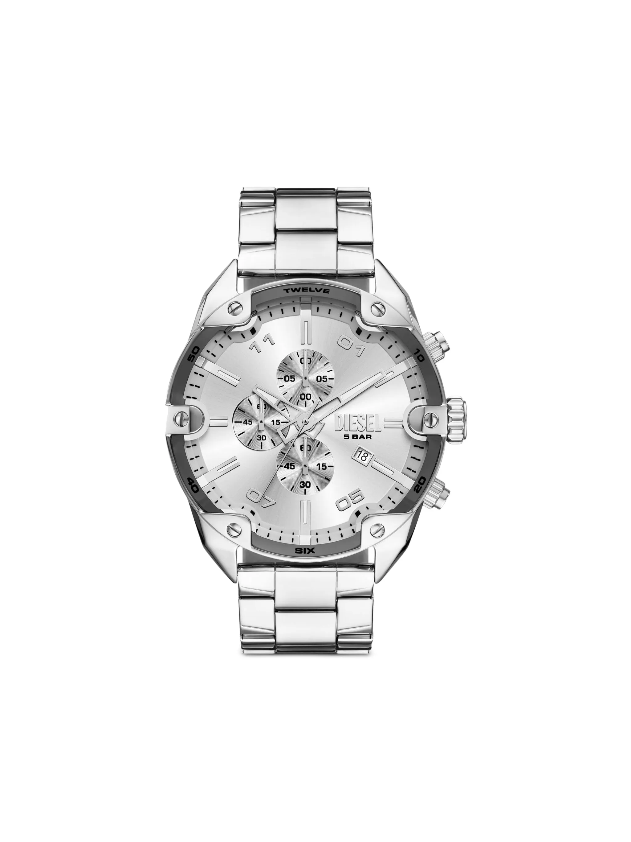 

Наручные часы Spiked 49 мм Diesel, серебристый