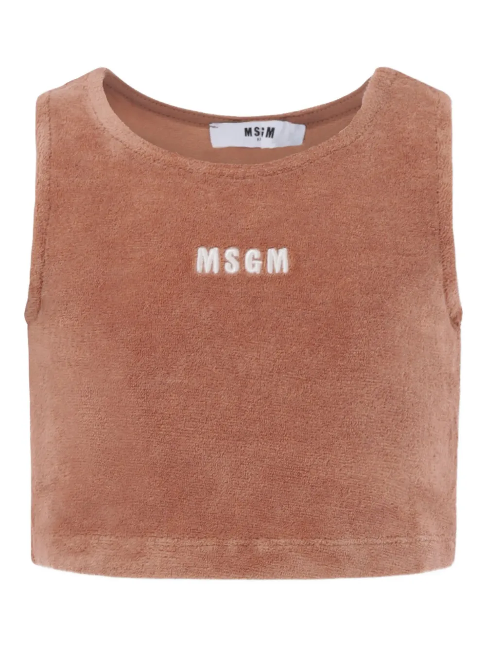 

Укороченный топ без рукавов из махровой ткани MSGM Kids, коричневый