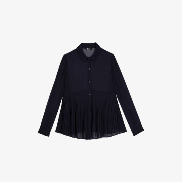 

Сорочка The Kooples плиссированная полупрозрачная из ткани, синий
