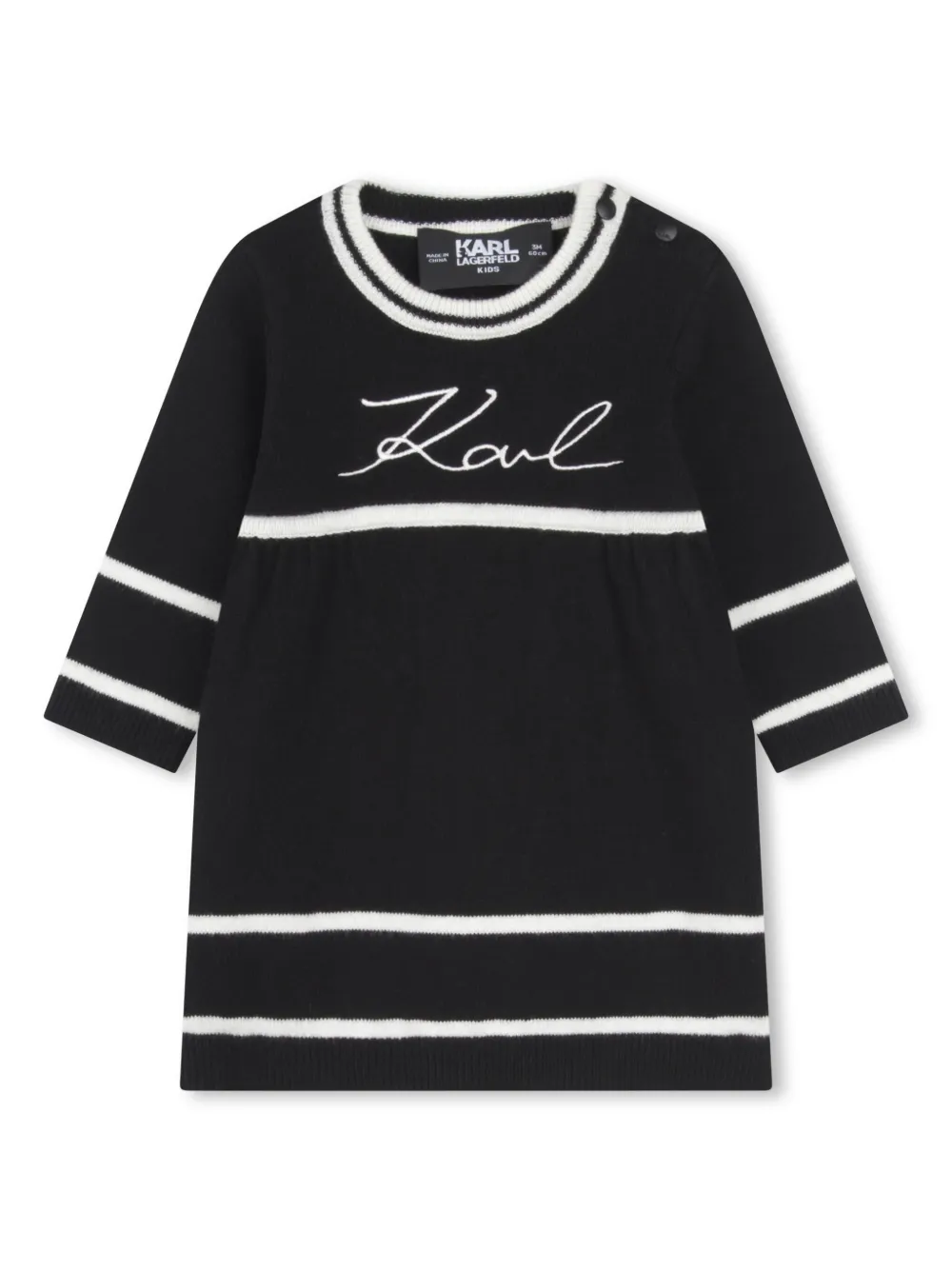 

Трикотажное платье с вышитым логотипом KARL LAGERFELD KIDS, черный