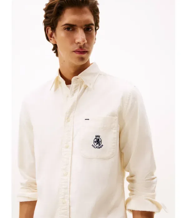 Рубашка regular fit Tommy Hilfiger, экрю — фото 4