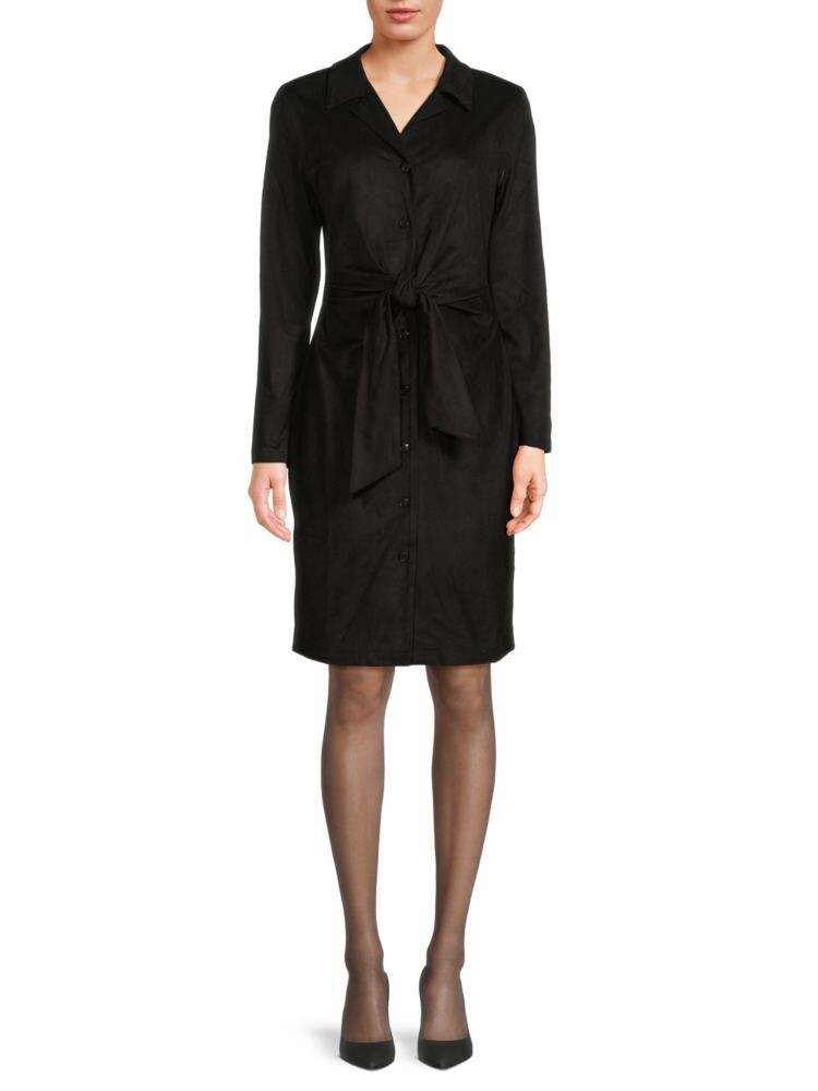 

Платье-рубашка с завязками спереди Donna Karan, черный