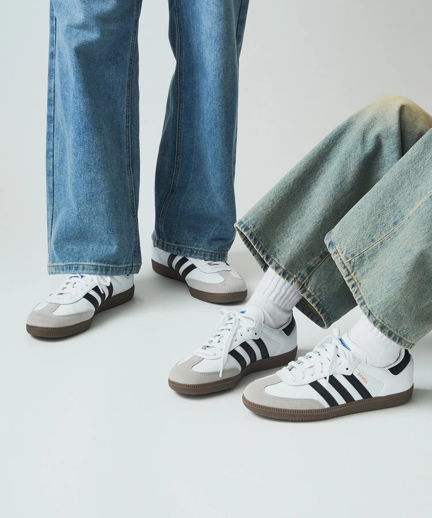 Унисекс кроссовки из кожи Adidas Samba OG белые — фото 3
