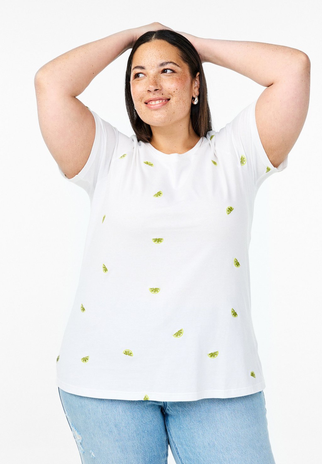 

Футболка с принтом AUFGESTICKTEN MOTIVEN Zizzi, белый