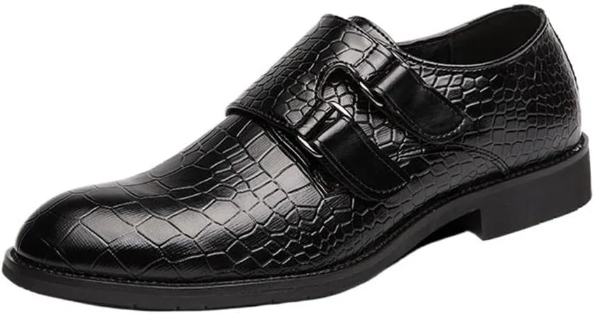 Туфли кожаные, без бренда, модель Mens Platform Black Genuine Leather Dress Shoes Buckle Design Formal Office Wedding Classic Business Footwear, черный DHFIRUFSHLO