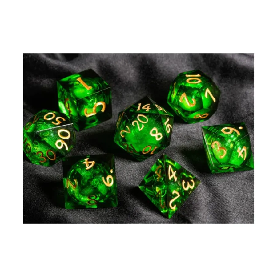 

Набор Liquid Core Poly — зеленый с золотом (7), Resin Dice (Crystal Maggie)