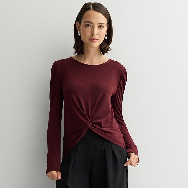 

Женский топ с длинными рукавами и скрученным передом Nine West, Maddie Plum