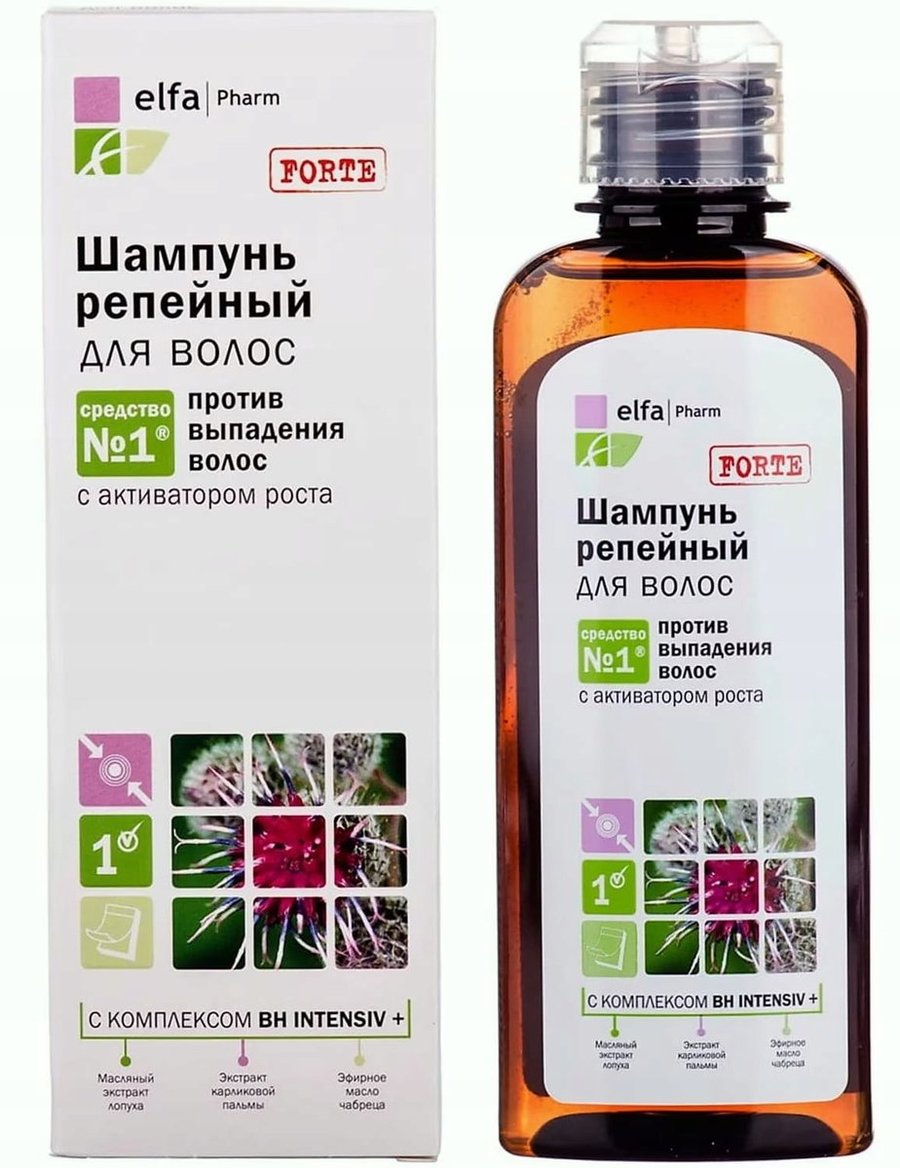 

Шампунь репейный Elfa Pharm для роста волос и остановки выпадения 200 мл
