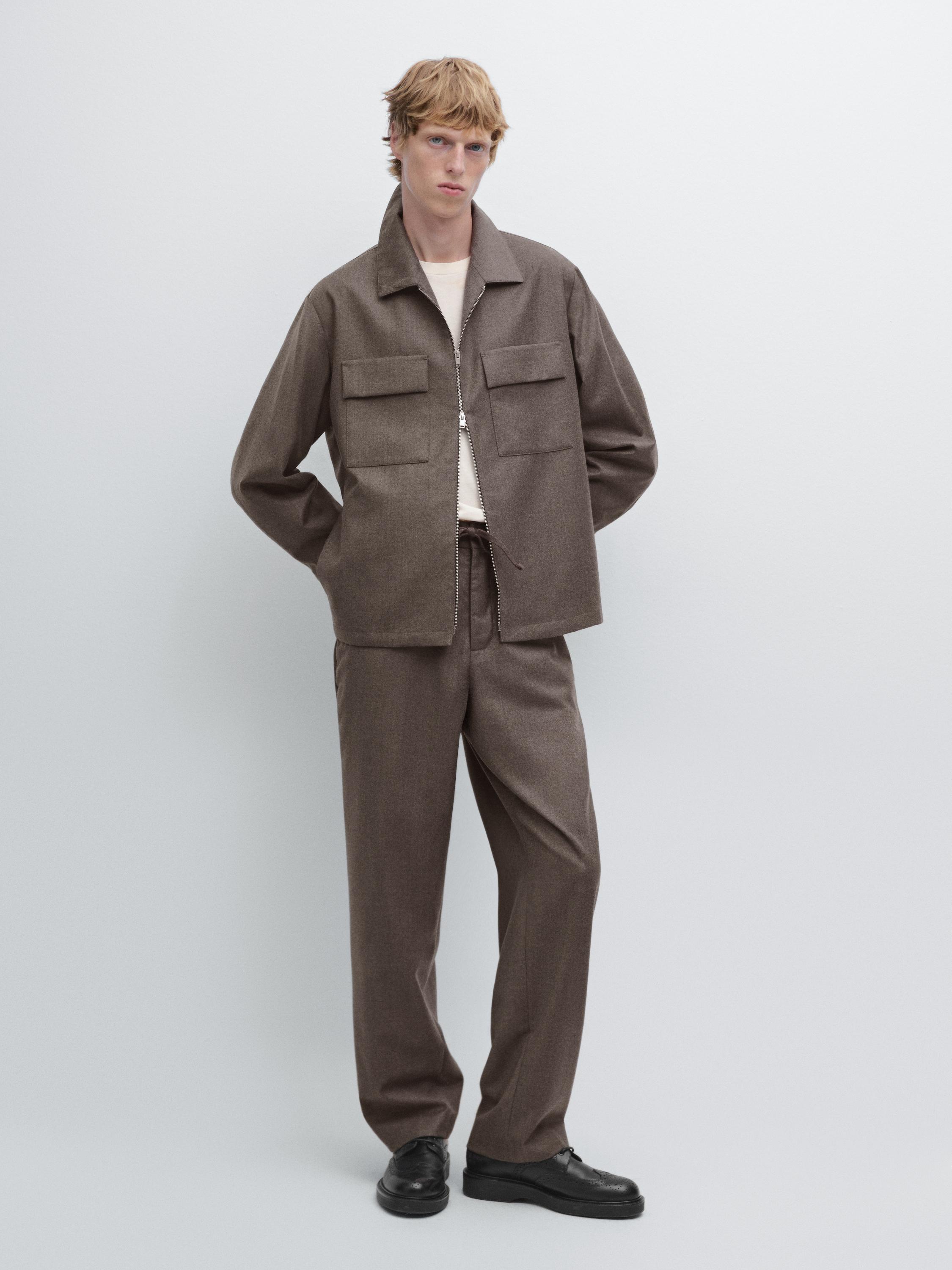 

Брюки из 100% шерстяной фланели Massimo Dutti, Mink