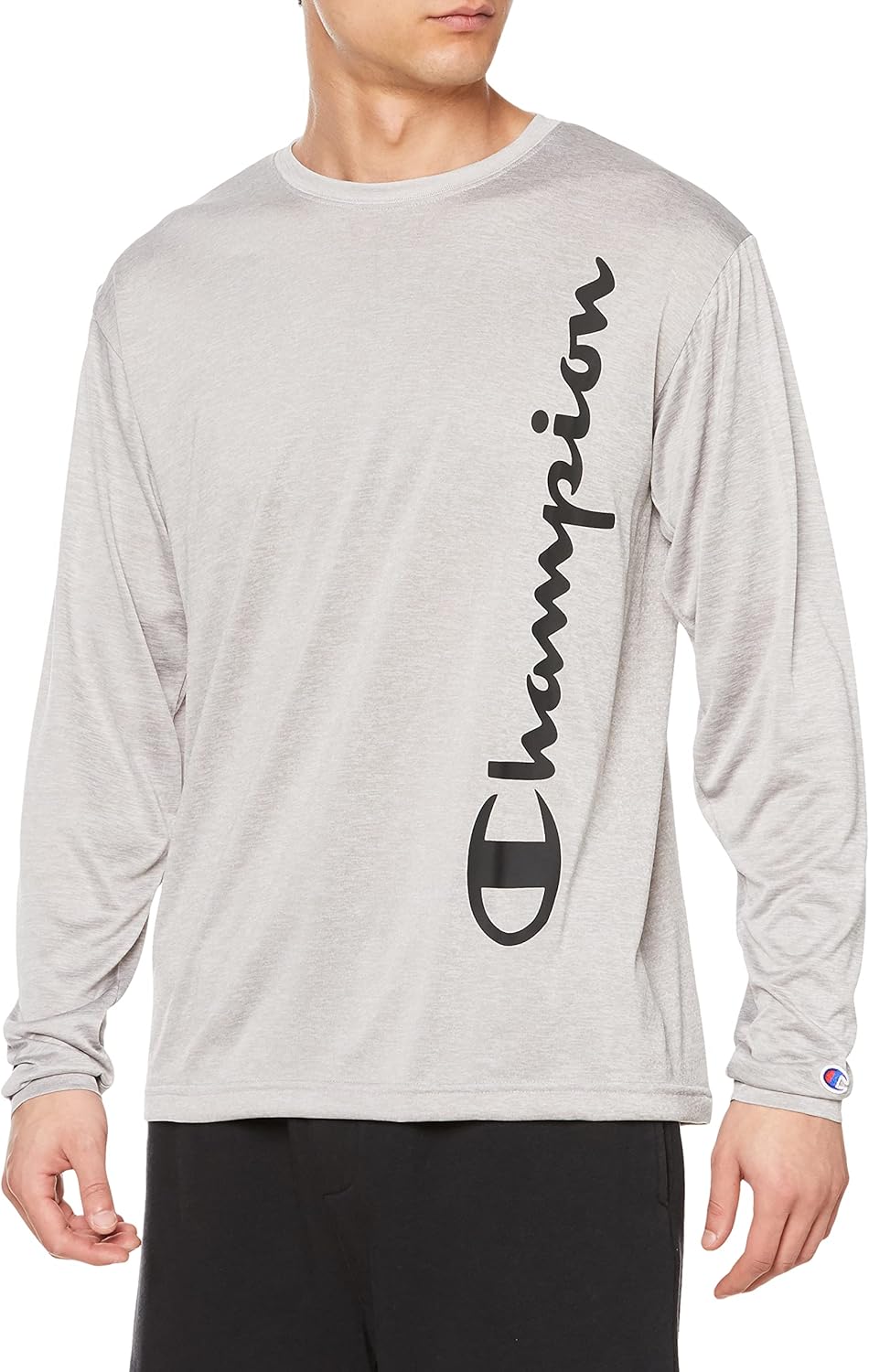 

Футболка с длинным рукавом Champion C3-XS401, круглый вырез, защита от УФ-излучения, быстросохнущая, с логотипом, мужская спортивная футболка, серый