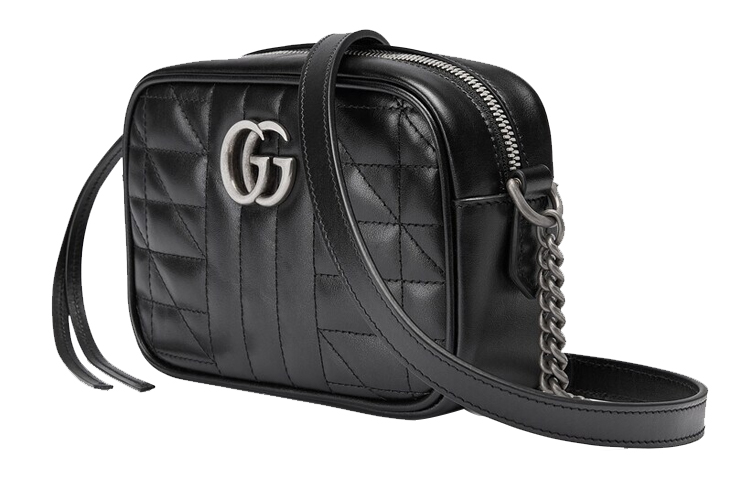Женская мини-сумка через плечо Gucci GG Marmont из черной кожи — фото 2