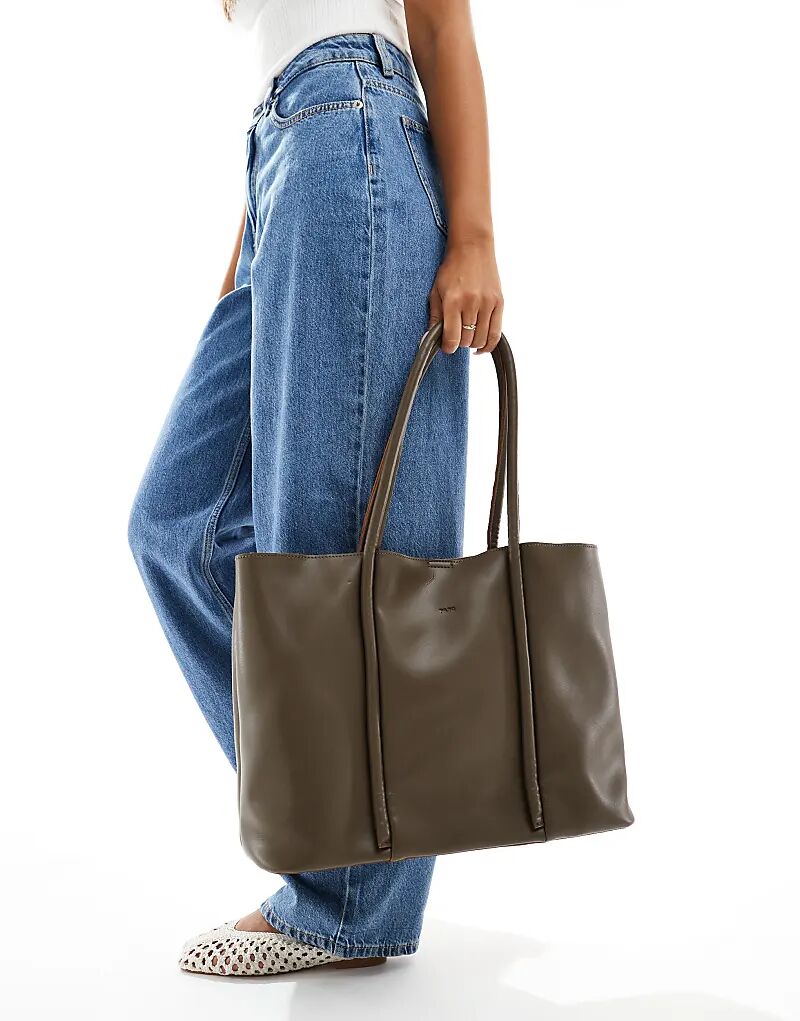 

Сумка-шоппер PASQ с двумя ремешками и рулонной ручкой зеленого цвета