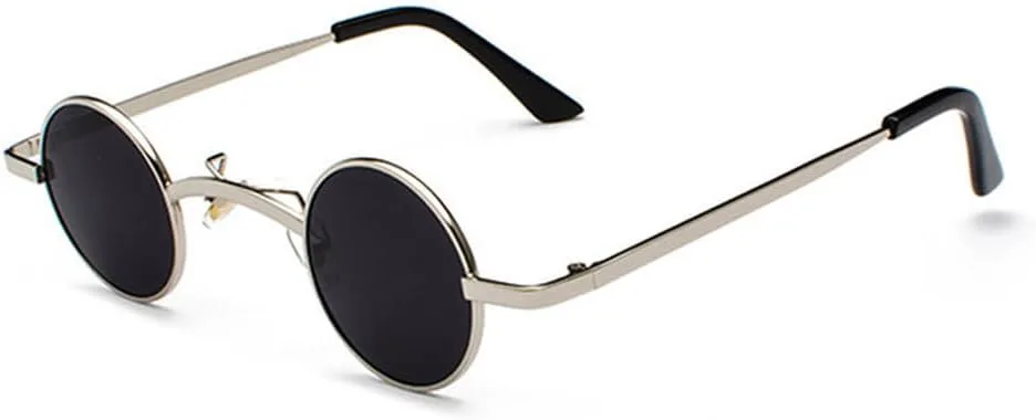 

Модные женские круглые солнцезащитные очки, маленькие металлические солнцезащитные очки для женщин, мужские солнцезащитные очки для женщин MWTSYSQ, C2 Silver-grey