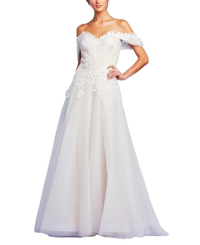 

Платье с открытыми плечами и вышивкой Tadashi Shoji Pierce, слоновая кость/кремовый