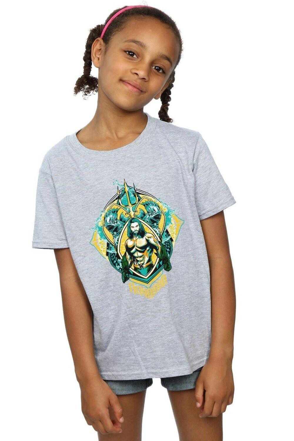 

Хлопковая футболка Aquaman The Trench Crest DC Comics, серый