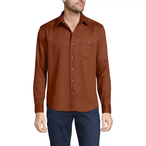 

Мужская свободная рубашка из твила Lands' End, цвет dark auburn brown