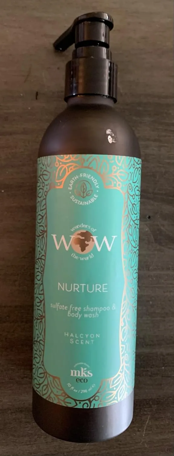 MKS eco WOW Nurture шампунь и гель для душа без сульфатов, аромат Halcyon - без силиконов, сульфатных ПАВ, парабенов, глютена, минерального масла и петролатума, веганский, cruelty free 296 мл (1 шт.) Earthly Body — фото 2