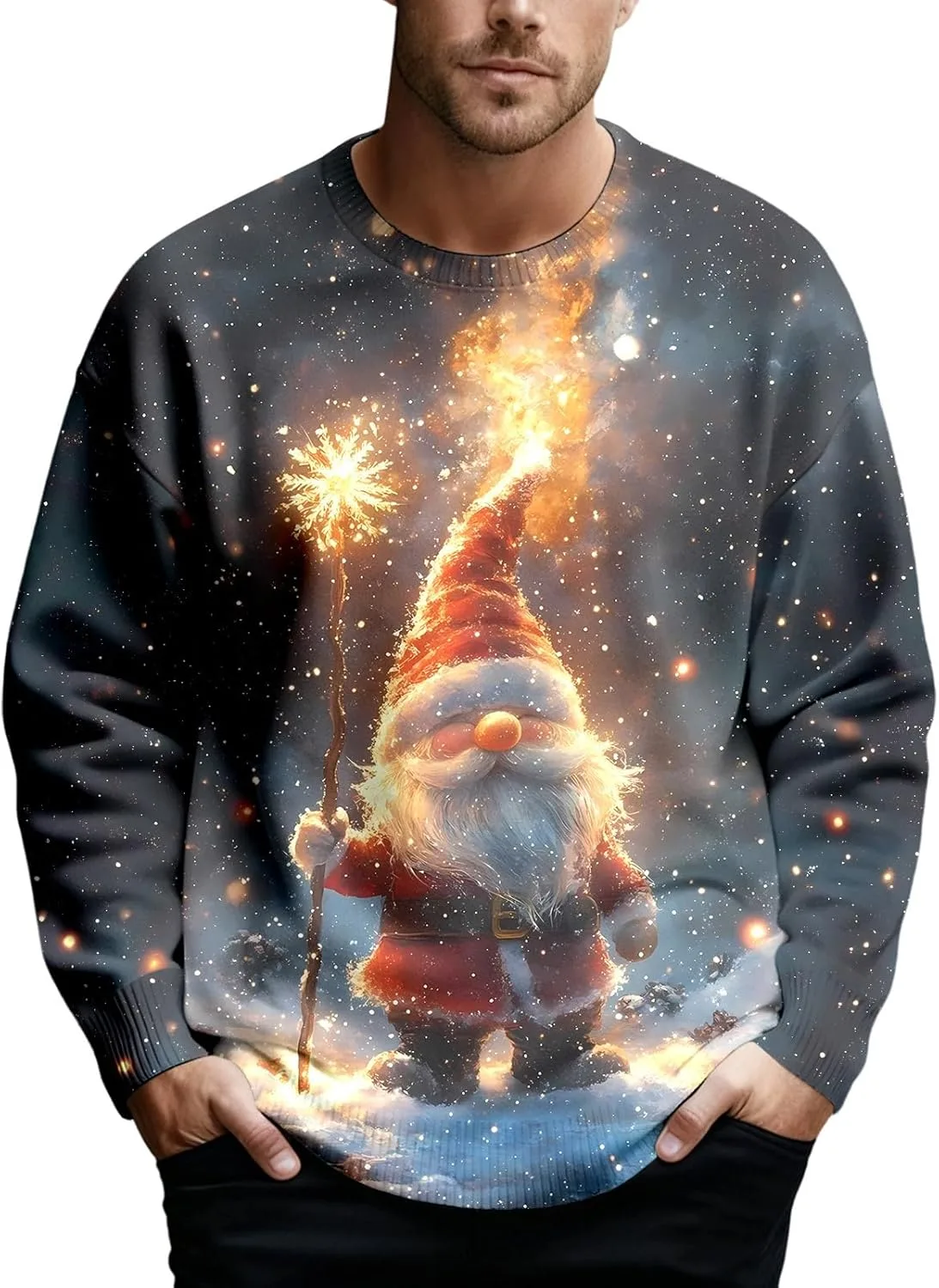 

Мужской свитер Ugly Christmas с черепом, длинный рукав, праздничный