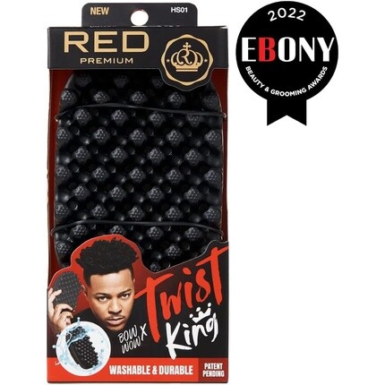 [T] RED by Kiss Bow Wow X Twist King Premium Luxury Twist Styler Расческа с большой стайлинговой щеткой Pik, прочная моющаяся губка для афро-локонов, для парикмахеров и ежедневного использования, идеально подходит для вьющихся вьющихся волос 4C... — фото 2