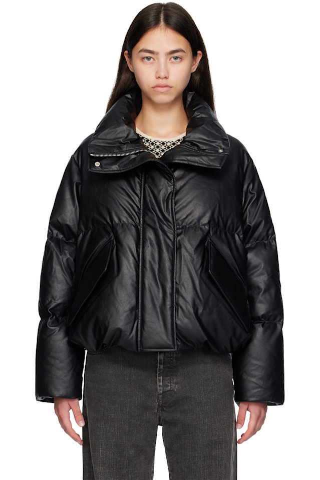 

Куртка пуховая из искусственной кожи Zip Mm6 Maison Margiela, черный