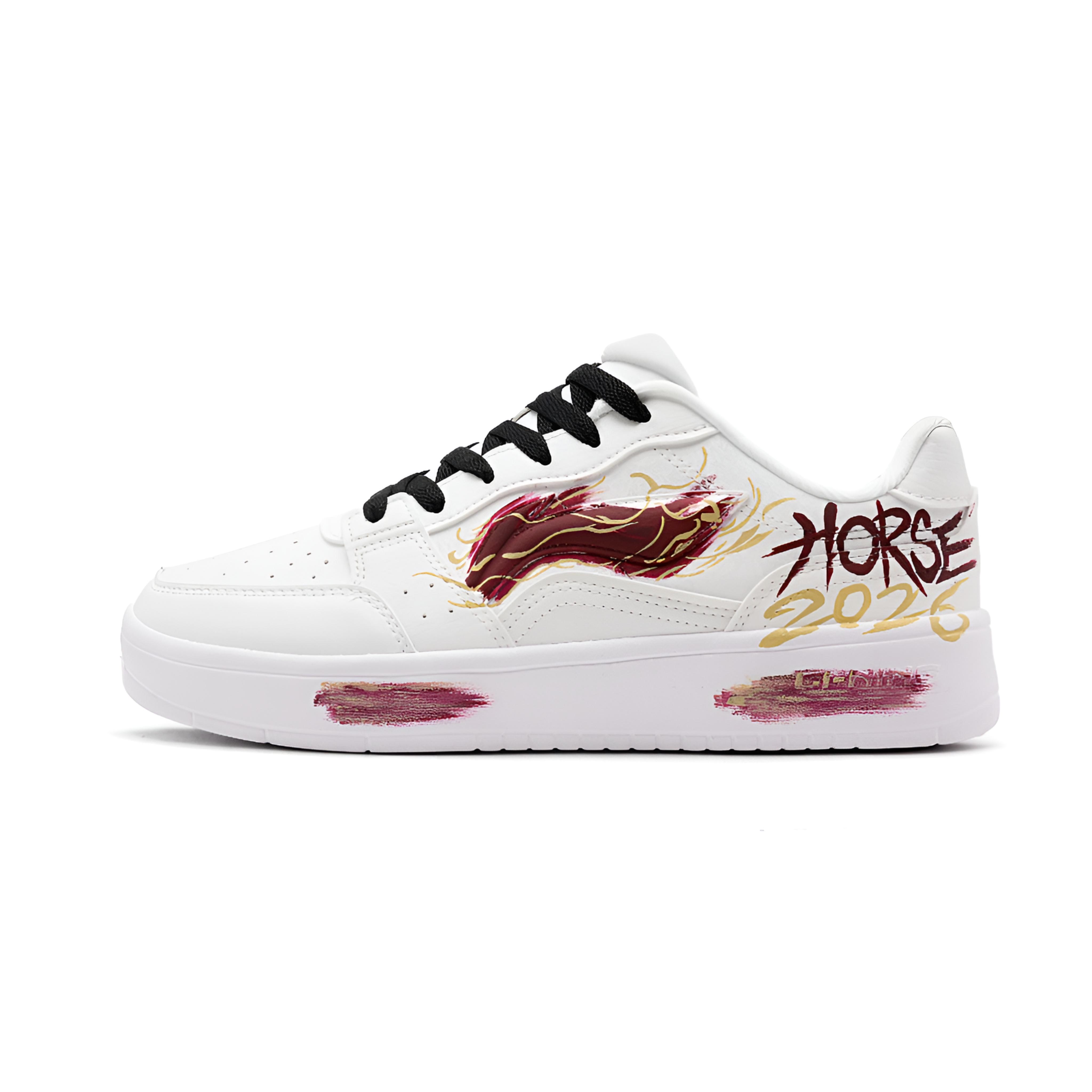 

Мужские низкие скейтбордные кроссовки Li Ning Sycee с амортизацией и износостойкостью, увеличивающие высоту., белый красный