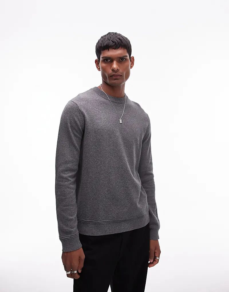 

Джемпер Topman Essential с круглым вырезом в антрацитовом цвете