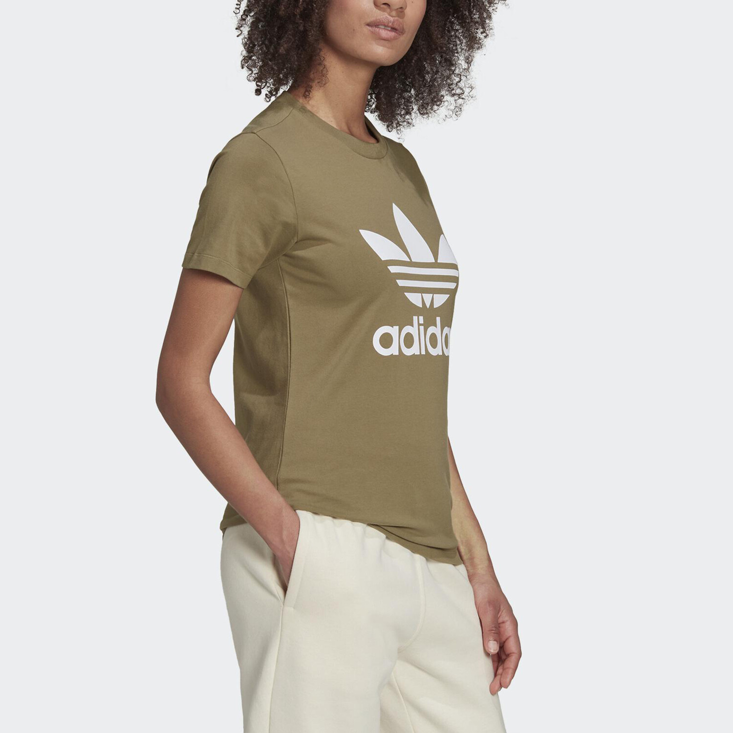 Adidas Originals Женская футболка, цвет Army Green — фото 3