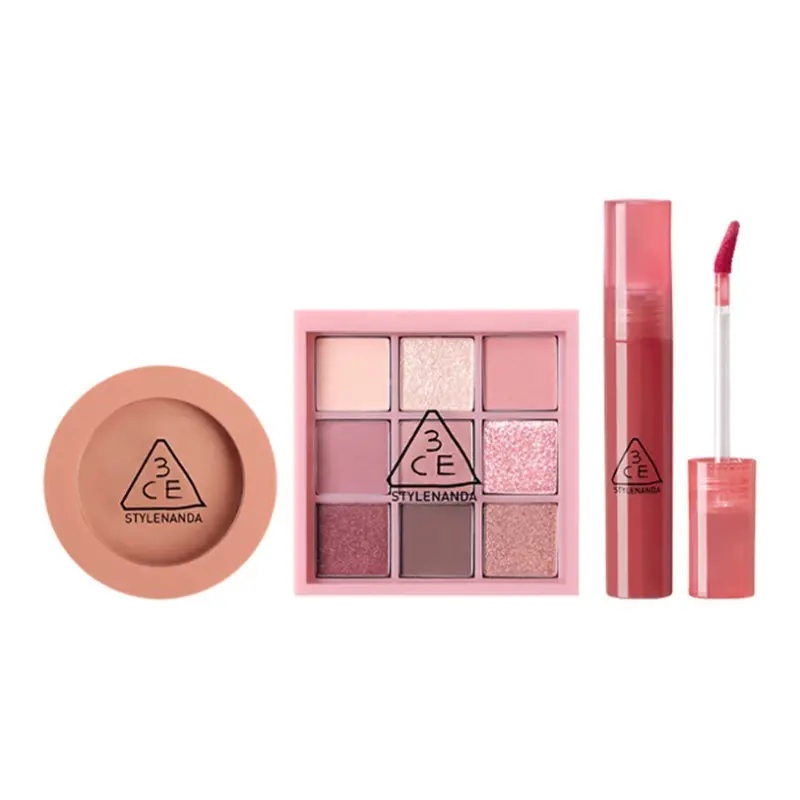 

Набор для макияжа Jiugongge: тени для век, жидкая помада, румяна 3CE, smoke розовый palette eye shadow+peach blush+fig liquid lipstick