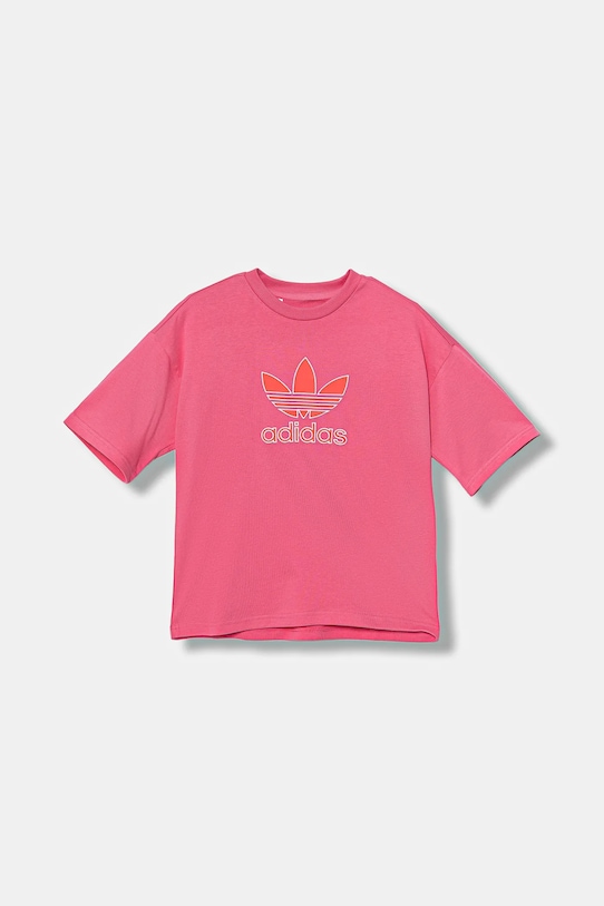

Детская хлопковая футболка Adidas Originals, розовый