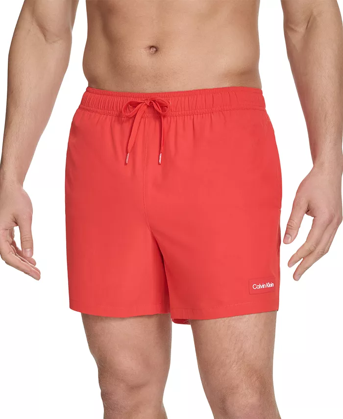 Мужские основные плавки Euro Regular-Fit Quick-Dry 5" с компрессионным лайнером Calvin Klein, красный — фото 3