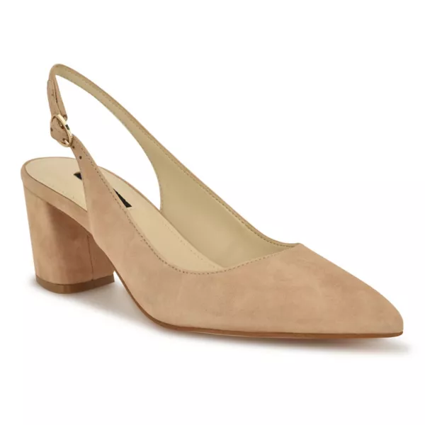 Женские туфли-лодочки Kamsee с открытой пяткой и блочным каблуком Nine West, цвет light natural