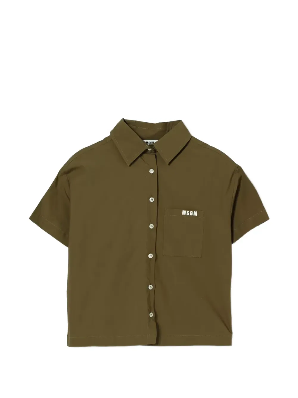 Рубашка с коротким рукавом и нагрудным карманом MSGM Kids, зеленый