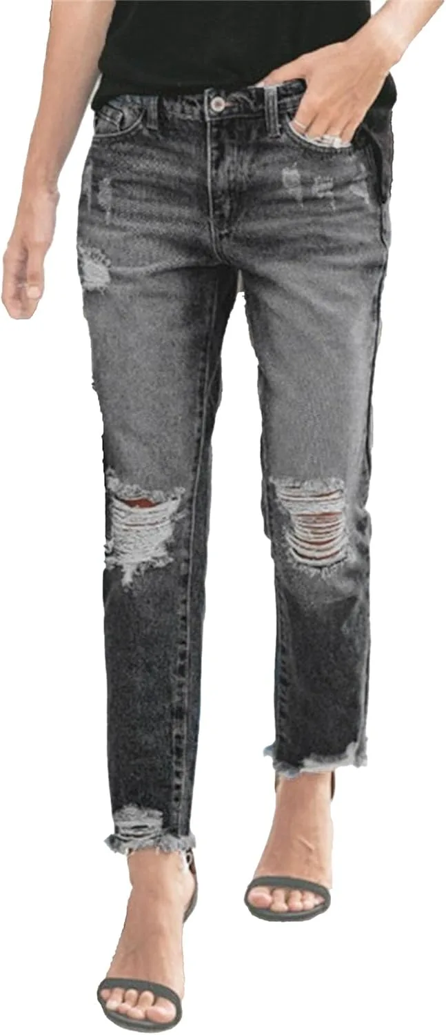

Джинсы женские Ripped Straight Slim Fit Vintage Denim RegaliaKun